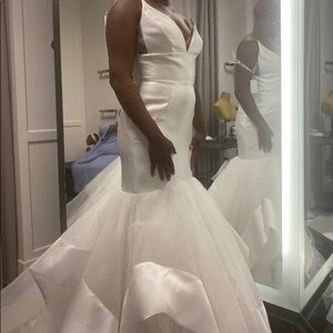 White custom gown with a train.